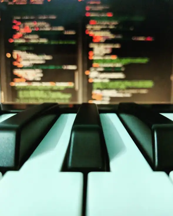 Piano keys in front of my code editor.